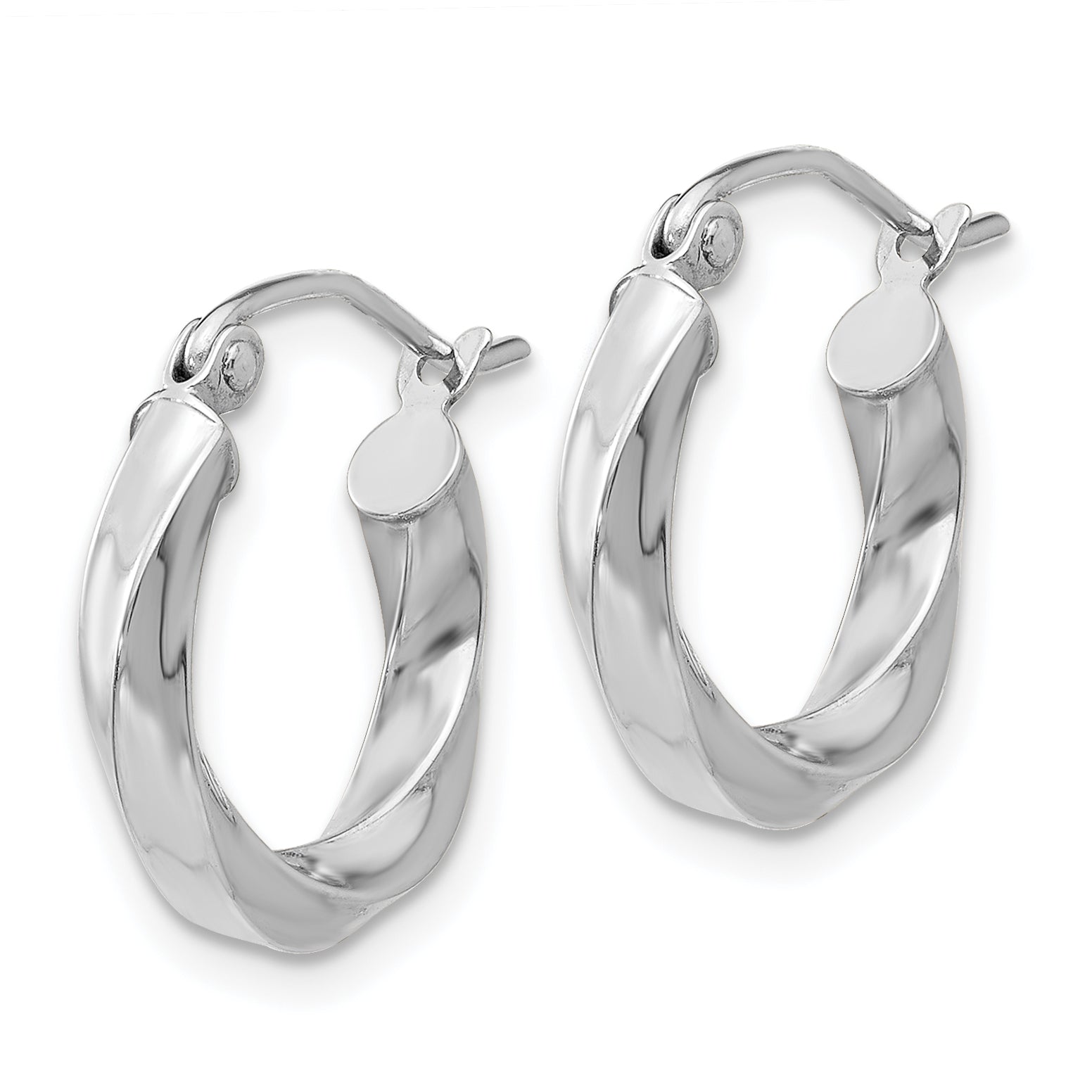 14k White Gold 3mm Twisted Hoop Earrings Secondary image