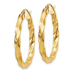 14k Polished 3mm Twisted Hoop Earrings