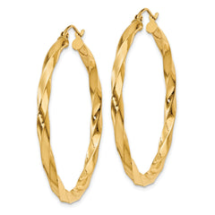 14k Polished 3mm Twisted Hoop Earrings