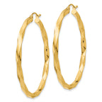 14k Polished 3mm Twisted Hoop Earrings