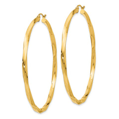 14k Polished 3mm Twisted Hoop Earrings