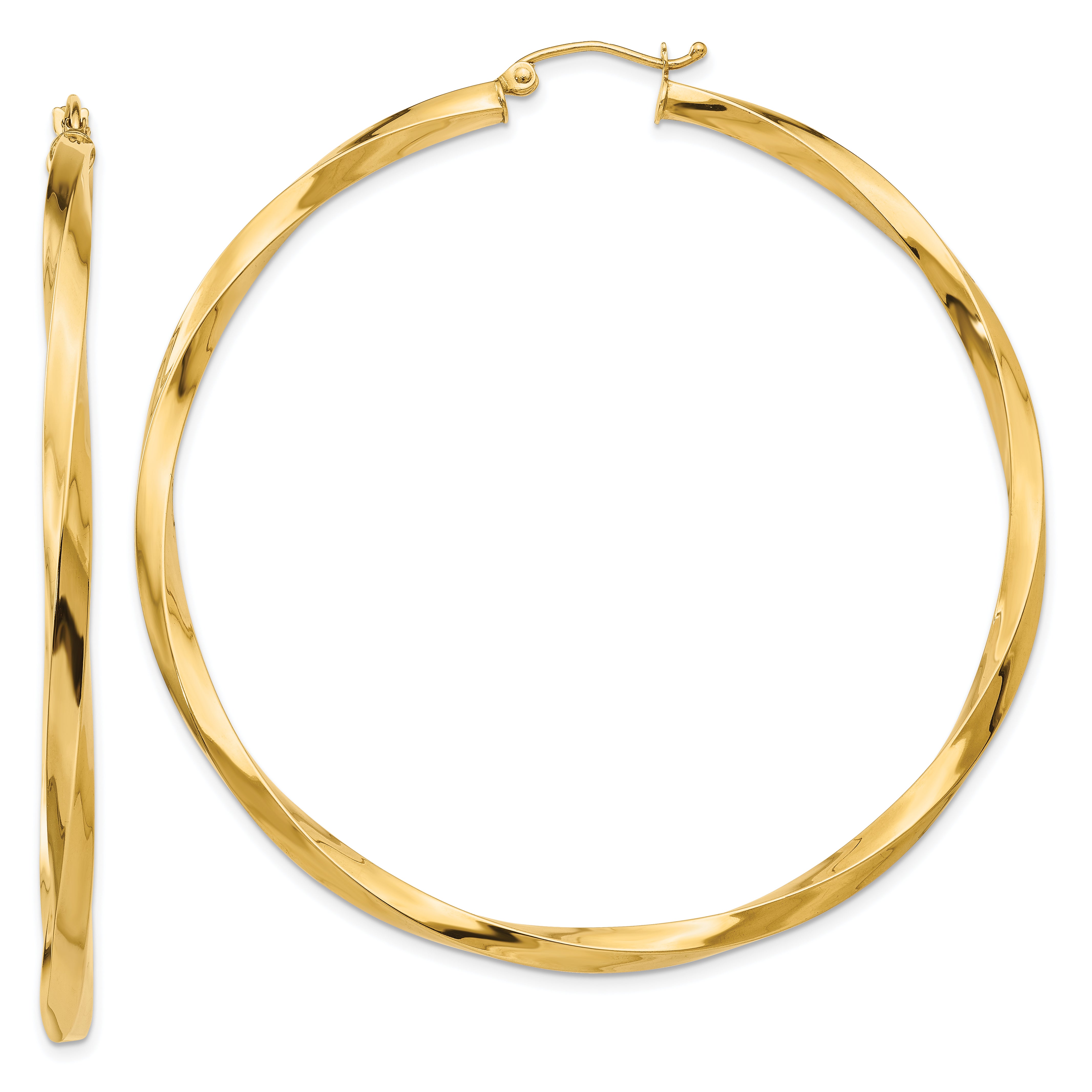 14k Polished 3mm Twisted Hoop Earrings