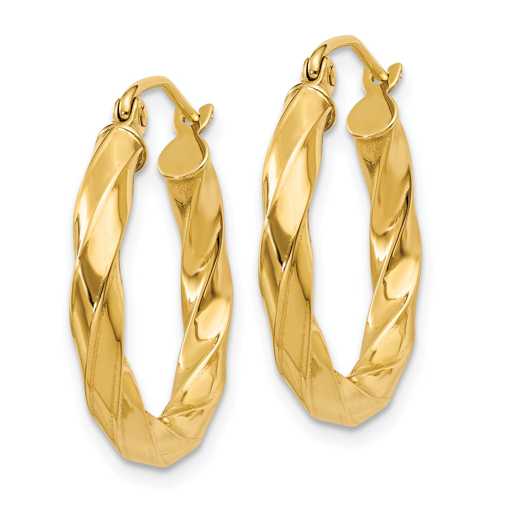 14k Polished 3mm Twisted Hoop Earrings Secondary image