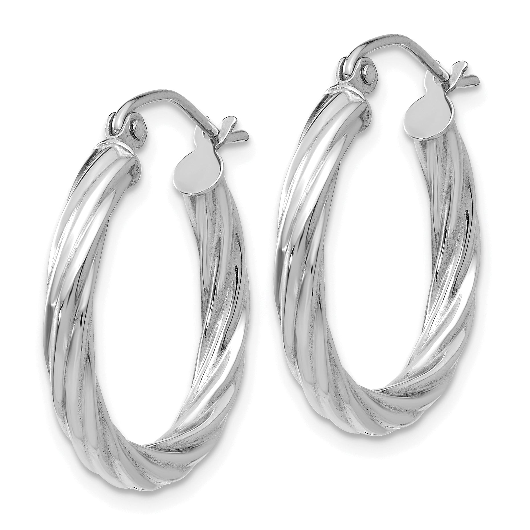14k White Gold Polished 3.25mm Twisted Hoop Earrings Secondary image