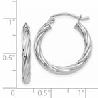 14k White Gold Polished 3.25mm Twisted Hoop Earrings