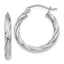 14k White Gold Polished 3.25mm Twisted Hoop Earrings