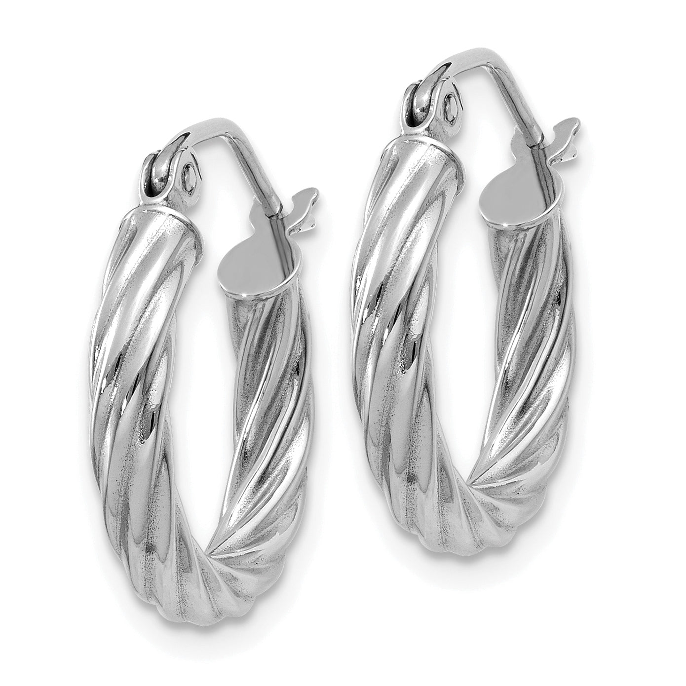 14k White Gold Polished 3.25mm Twisted Hoop Earrings Secondary image