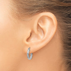 14k White Gold Polished 3.25mm Twisted Hoop Earrings