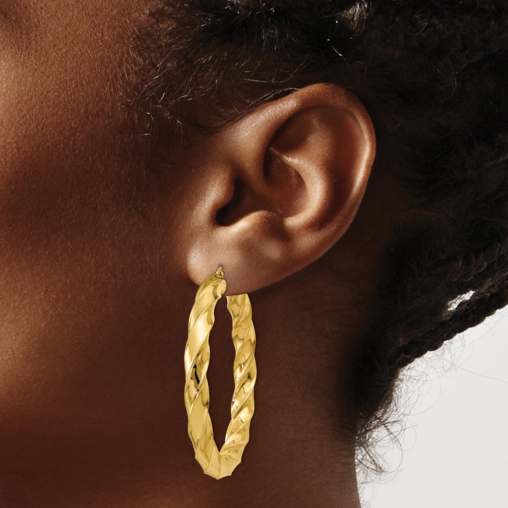 14k Polished 5.0mm Twisted Hoop Earrings