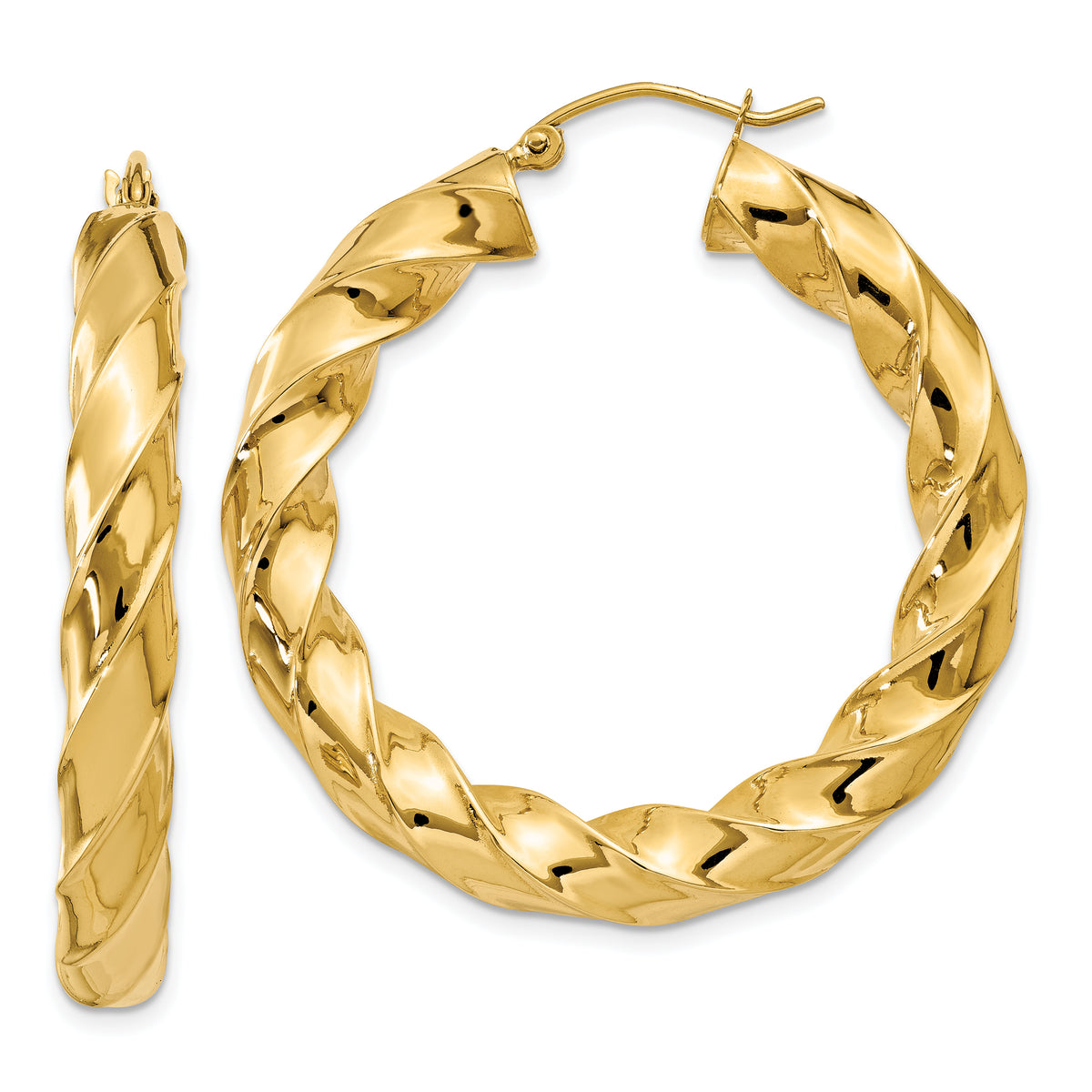 14k Polished 5.0mm Twisted Hoop Earrings