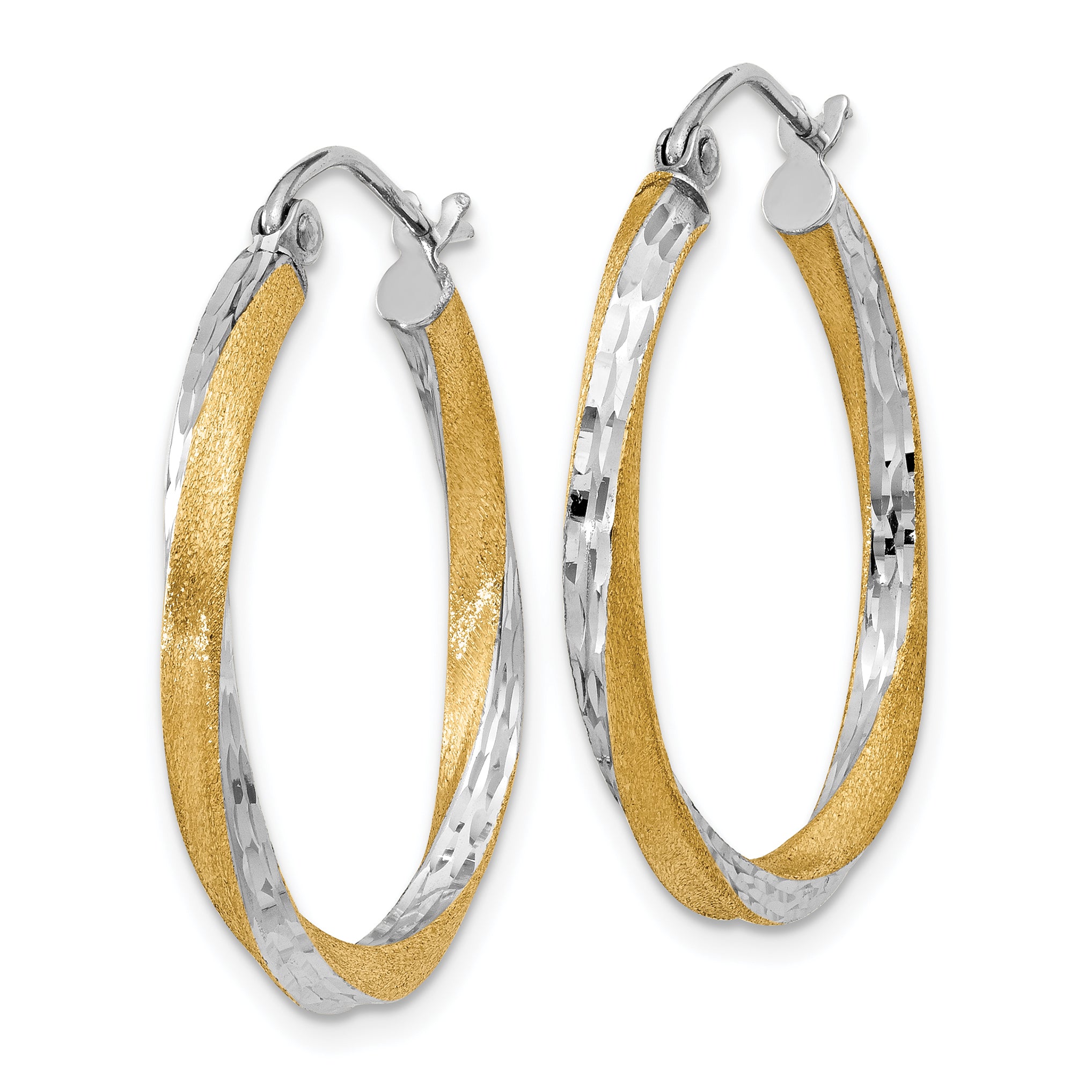 14k & Rhodium Diamond-cut 2.5mm Twisted Hoop Earrings Secondary image