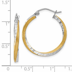 14k & Rhodium Diamond-cut 2.5mm Twisted Hoop Earrings