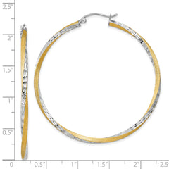 14k & Rhodium Diamond-cut 2.5mm Twisted Hoop Earrings