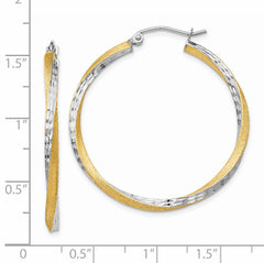 14k & Rhodium Diamond-cut 2.5mm Twisted Hoop Earrings