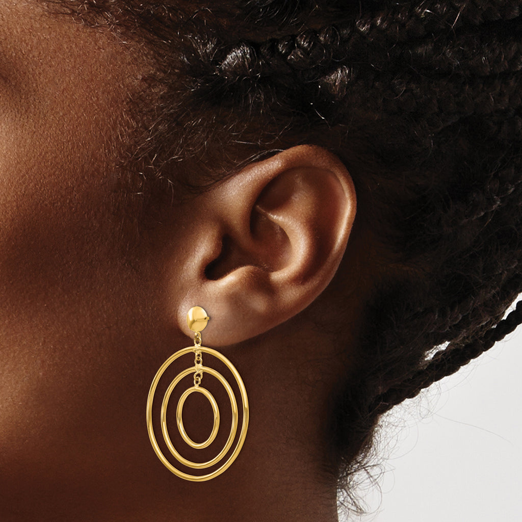 14k Fancy Circle Dangle Post Earrings