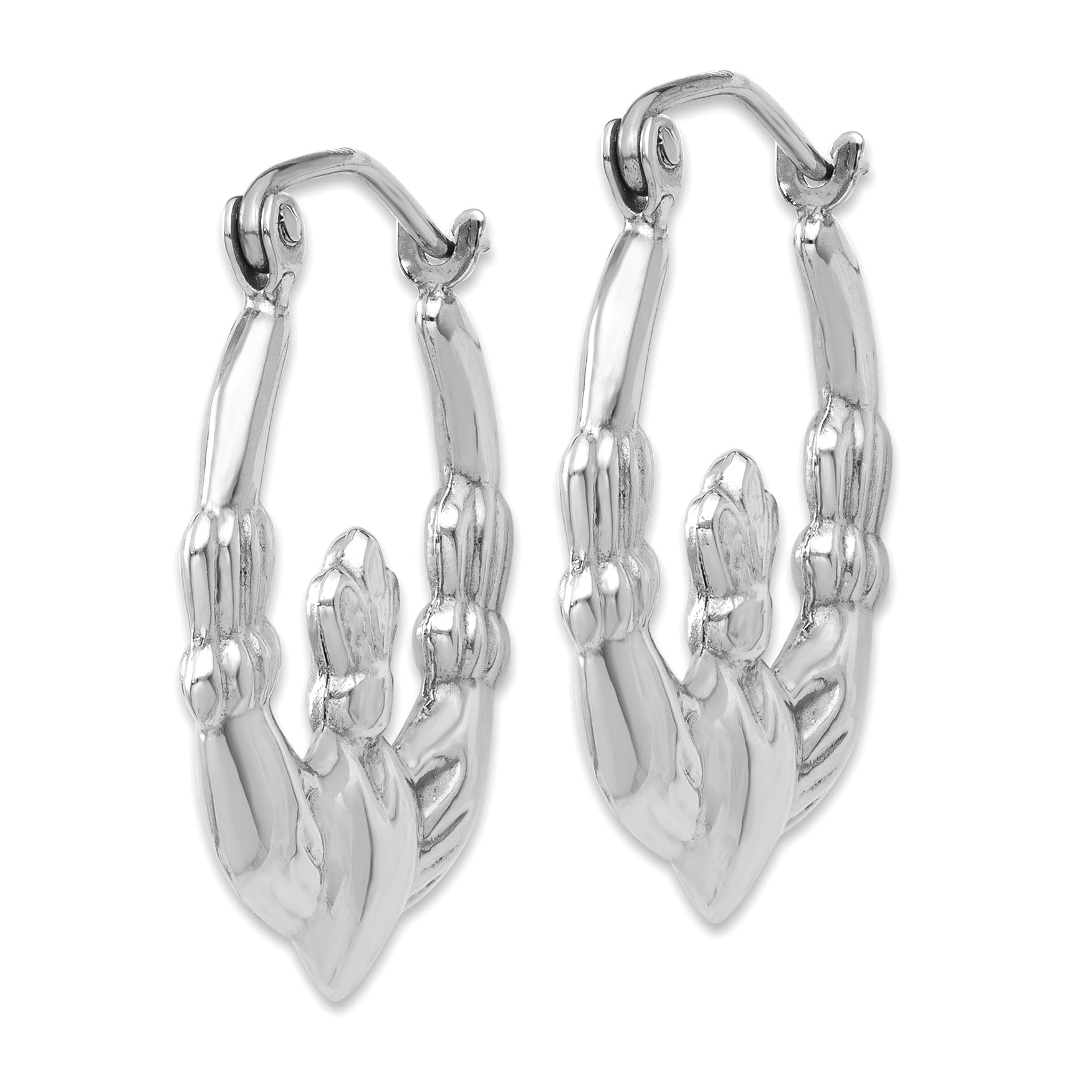 14k White Gold Claddagh Hoop Earrings Secondary image