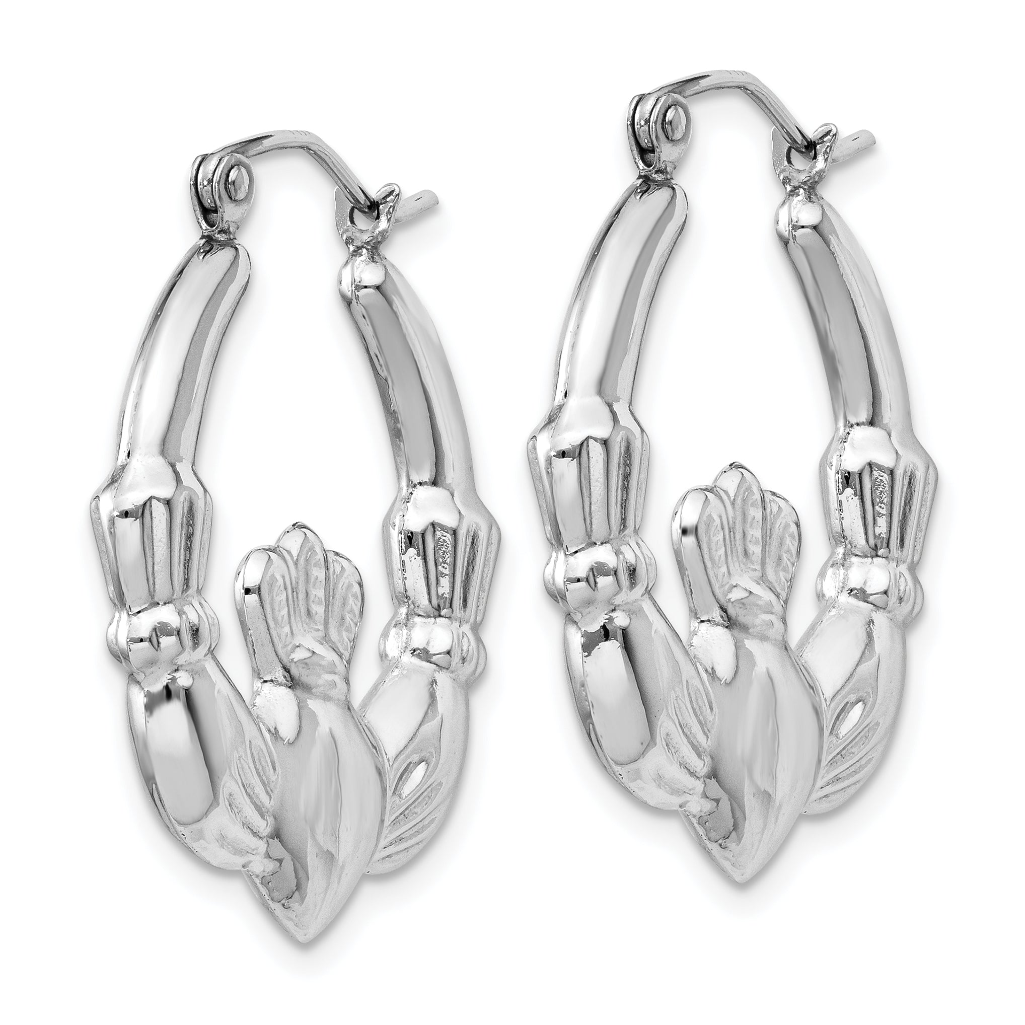 14k White Gold Claddagh Hoop Earrings Secondary image