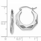 14k White Gold Faceted Hoop Earrings
