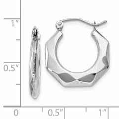 14k White Gold Faceted Hoop Earrings