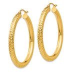 14k Diamond-cut 4mm Round Hoop Earrings
