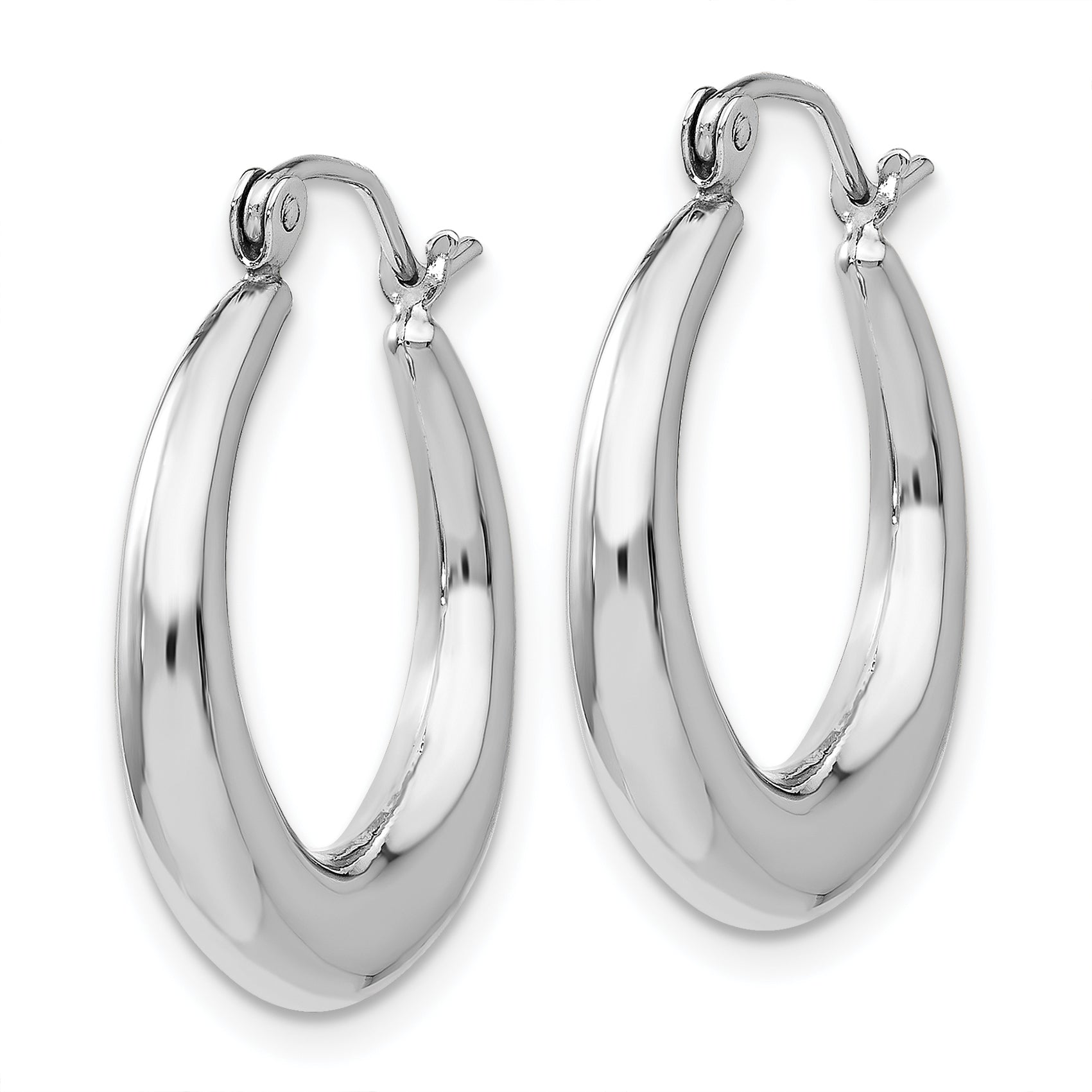 14k White Gold Polished Hoop Earrings Secondary image