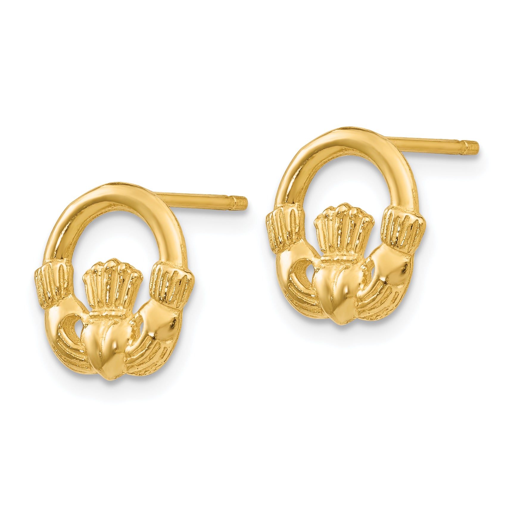 14k Claddagh Post Earrings Secondary image