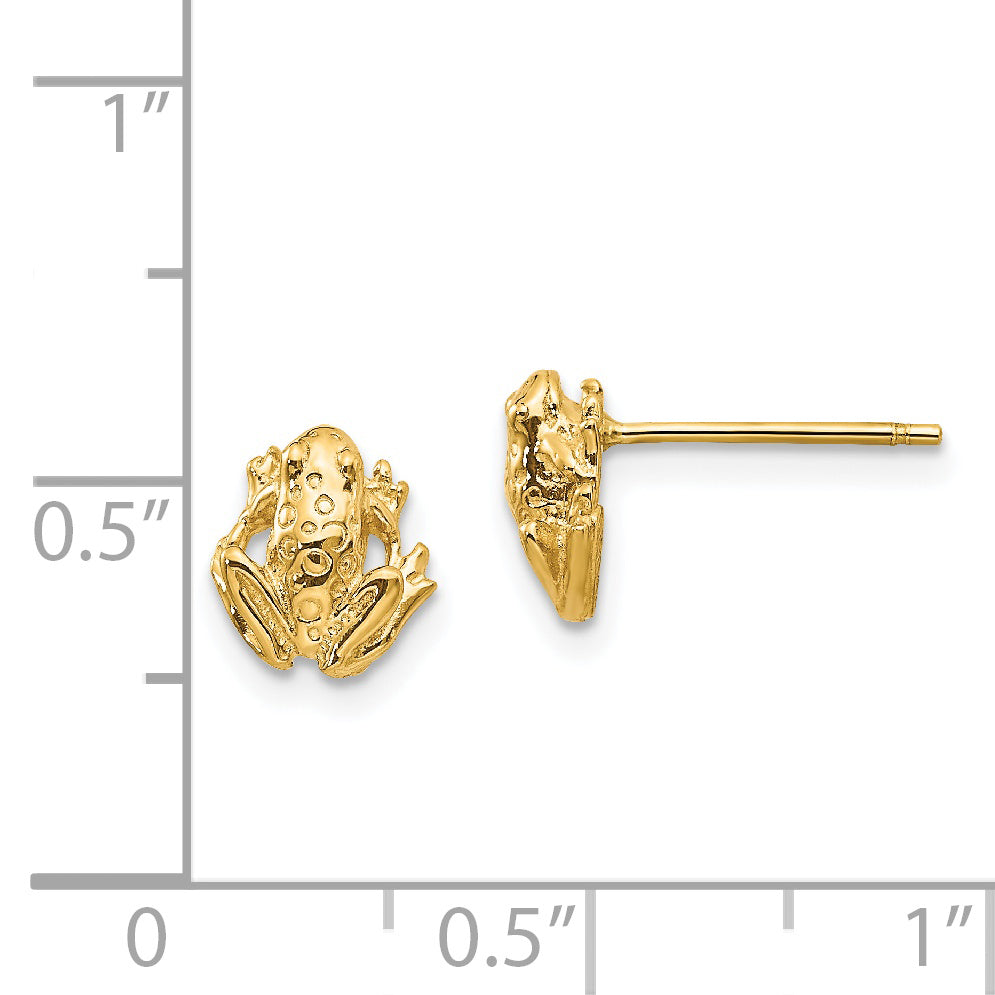 14k Mini Frog Post Earrings