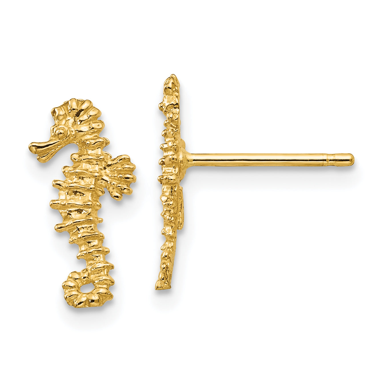 14K Mini Left and Right Seahorse Post Earrings Main image