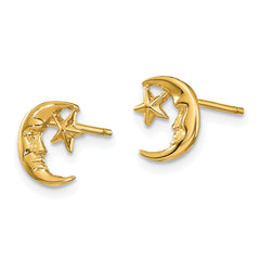 14k Moon and Star Post Earrings