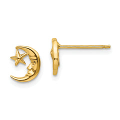 14k Moon and Star Post Earrings