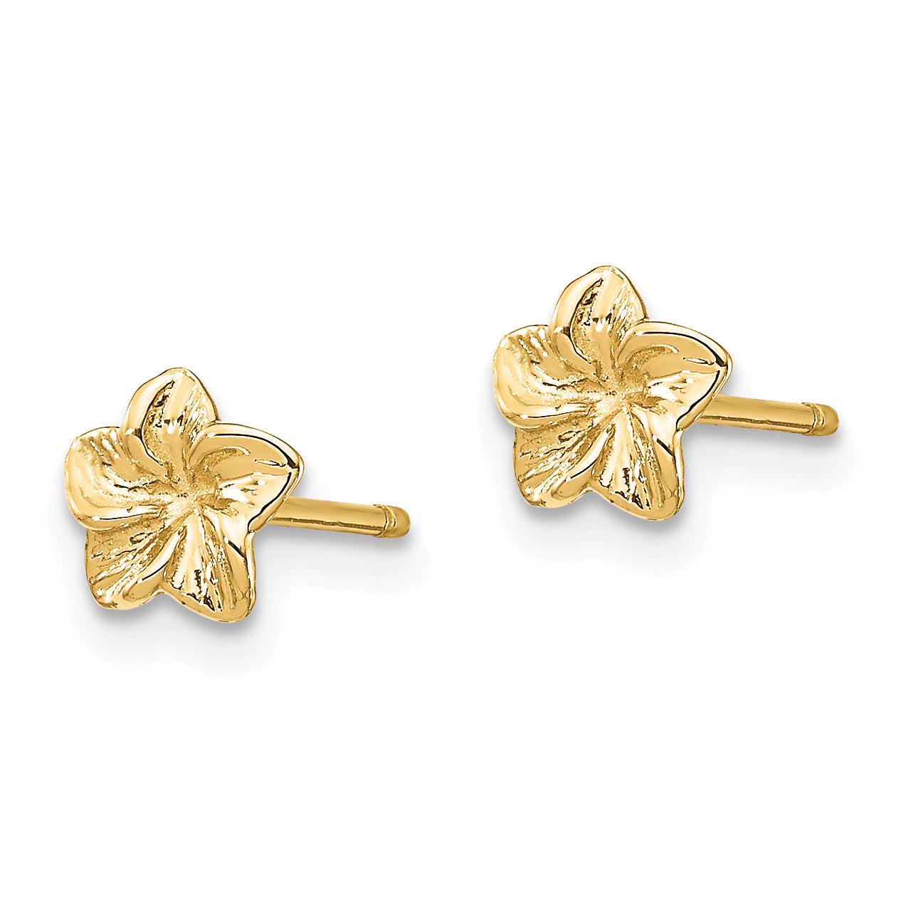 14k Plumeria Flower Post Earrings Secondary image