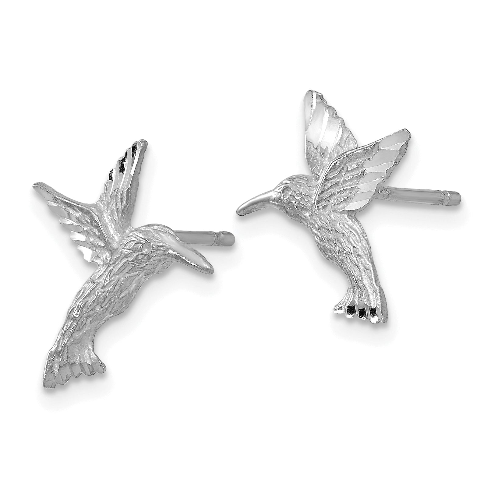 14k White Gold Hummingbird Earrings Secondary image