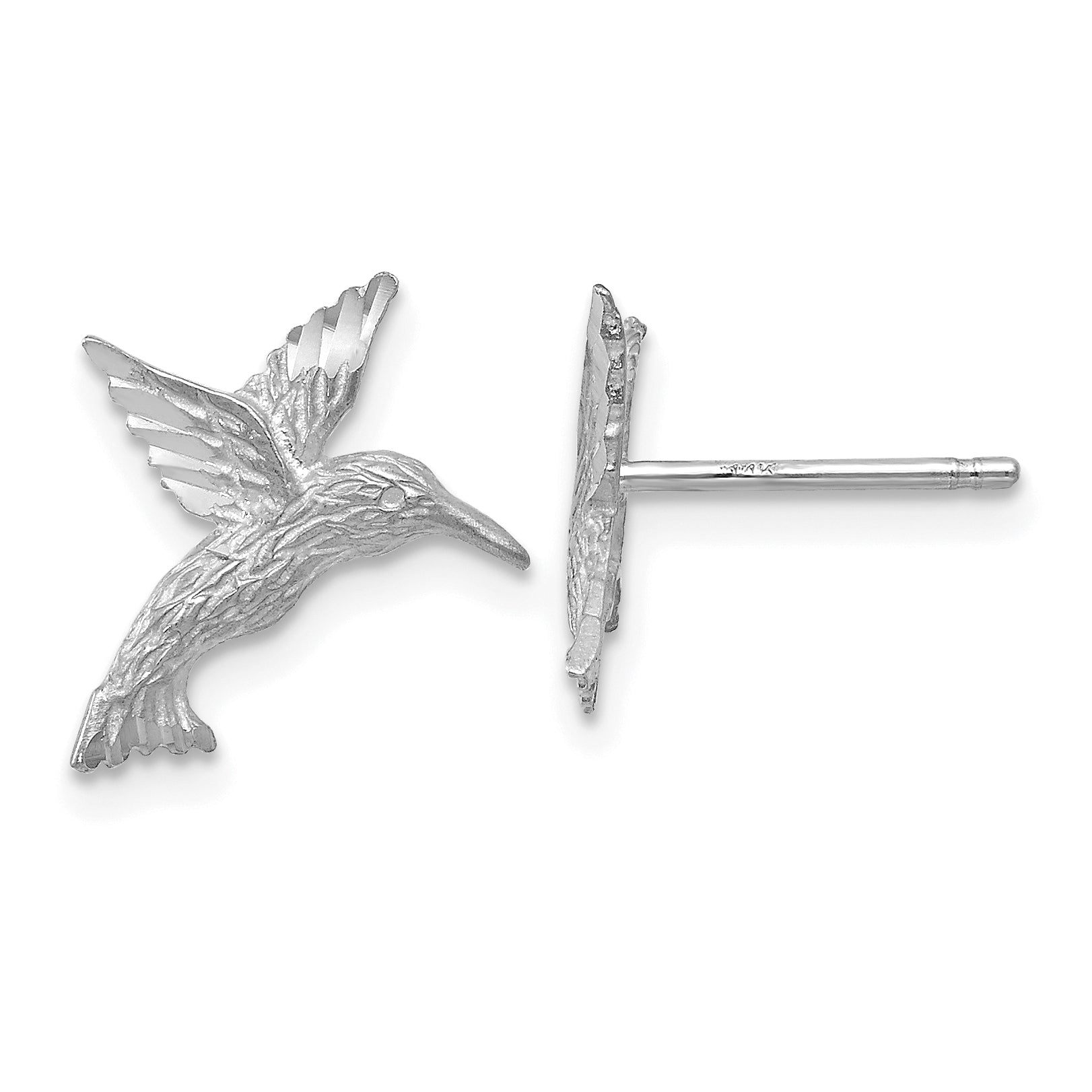 14k White Gold Hummingbird Earrings Main image