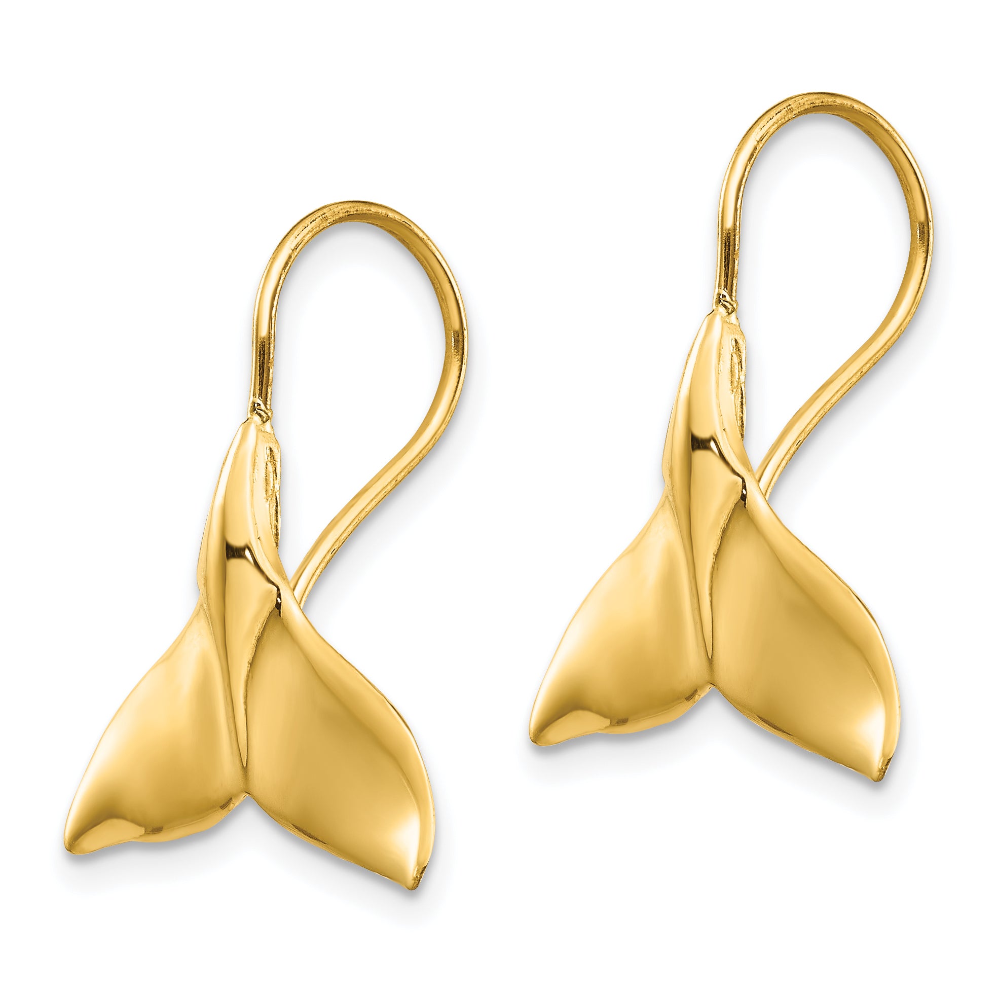 14k Whale Tail Wire Earrings Secondary image