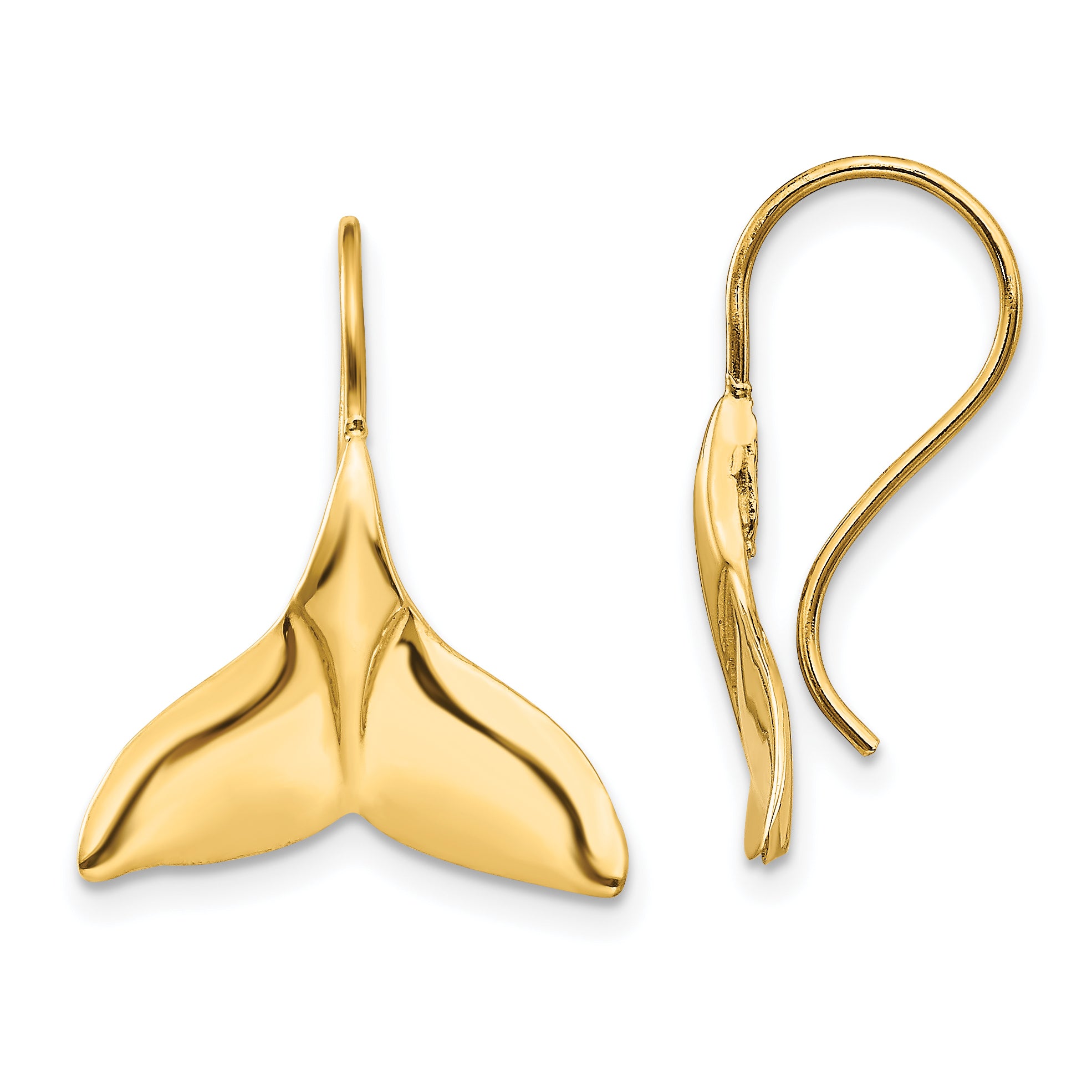 14k Whale Tail Wire Earrings Main image