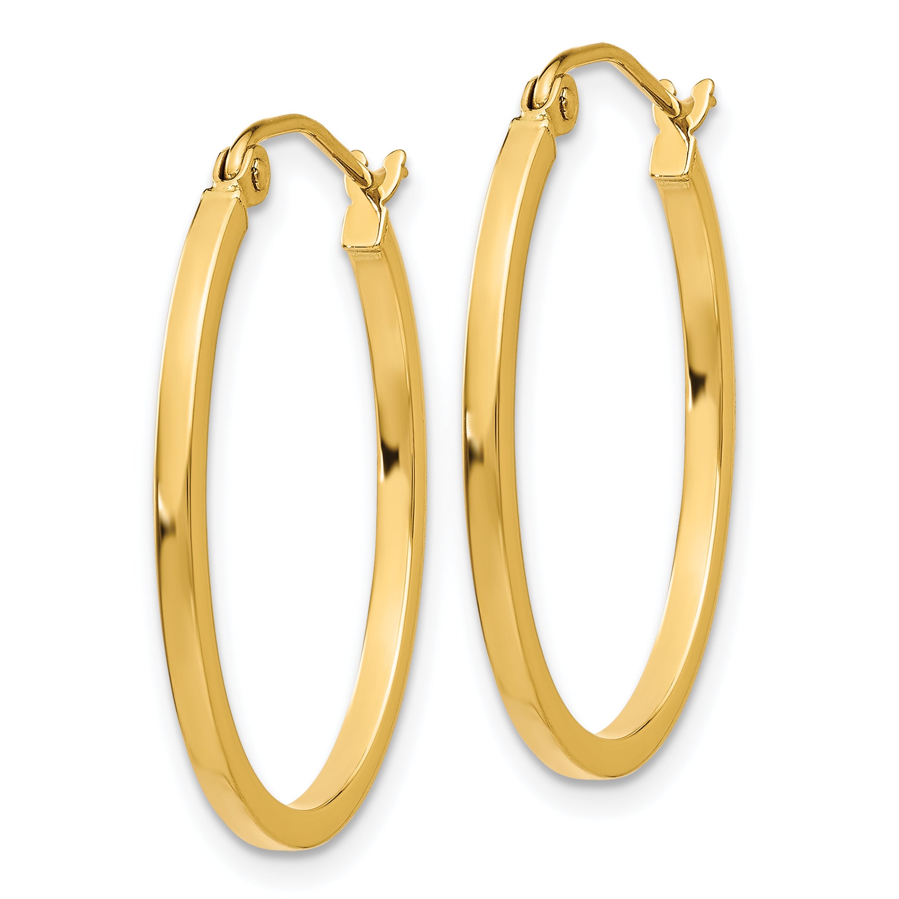 14k Lightweight Fancy Oval Hoop Earrings Secondary image