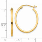 14k Lightweight Fancy Oval Hoop Earrings