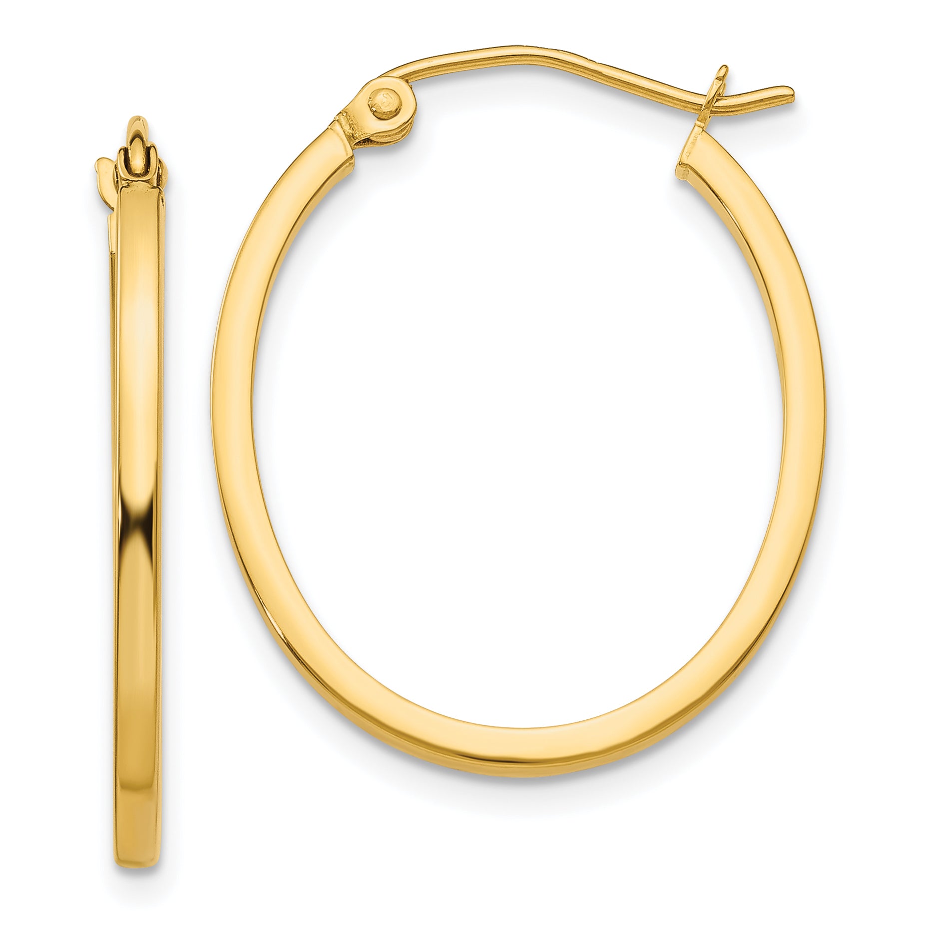 14k Lightweight Fancy Oval Hoop Earrings Main image