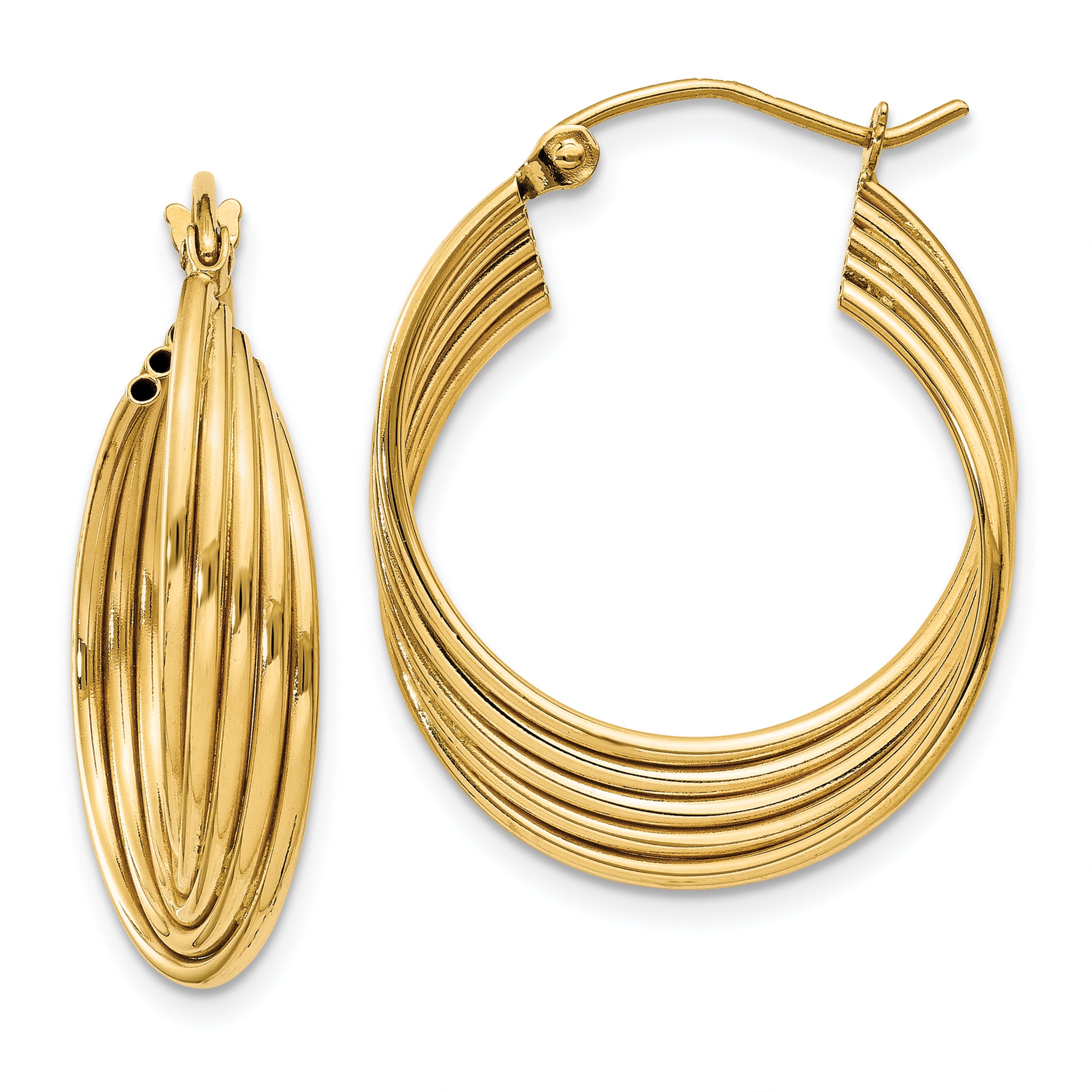 14k Lightweight Fancy Hoop Earrings Main image