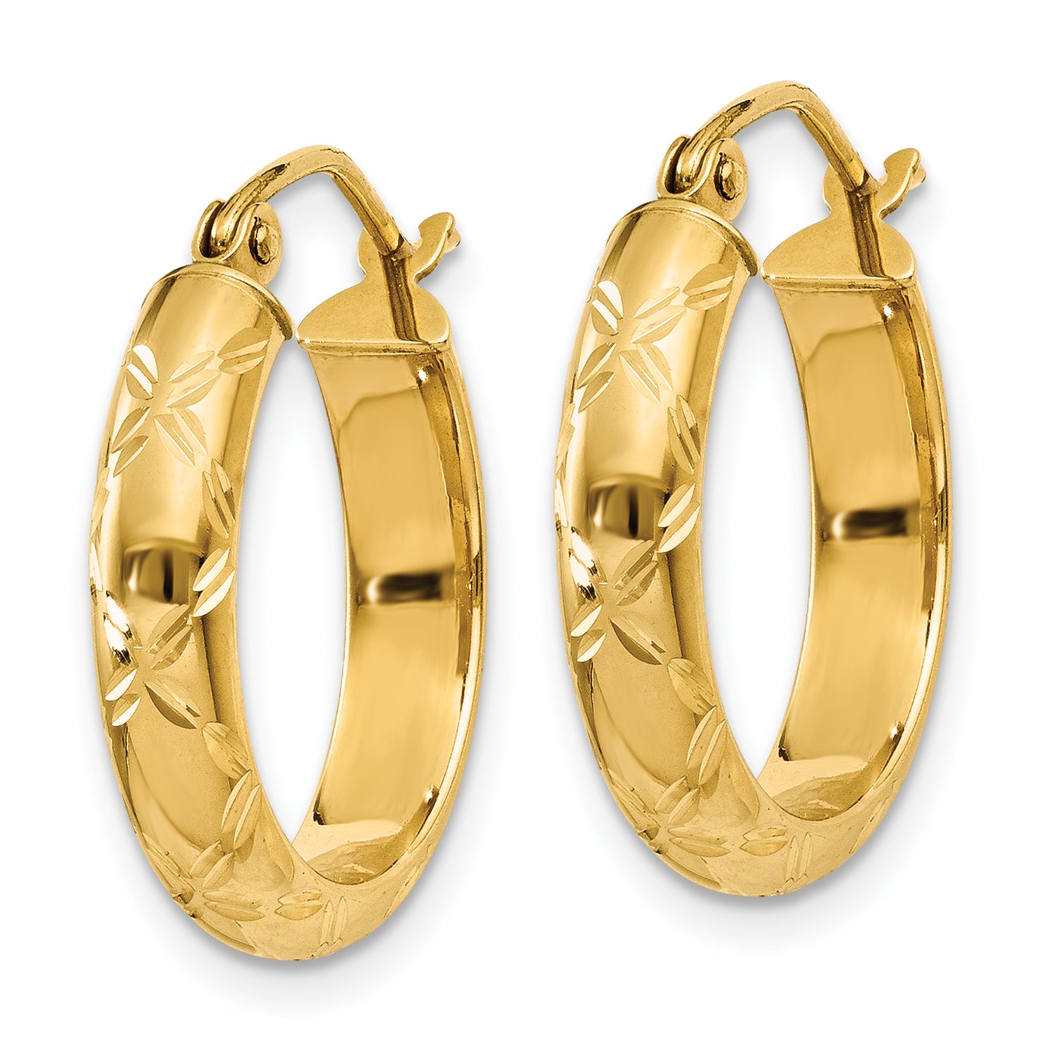 14k Diamond-cut Polished Hoop Earring Secondary image