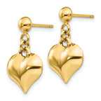 14k Polished Puffed Heart Dangle Post Earrings