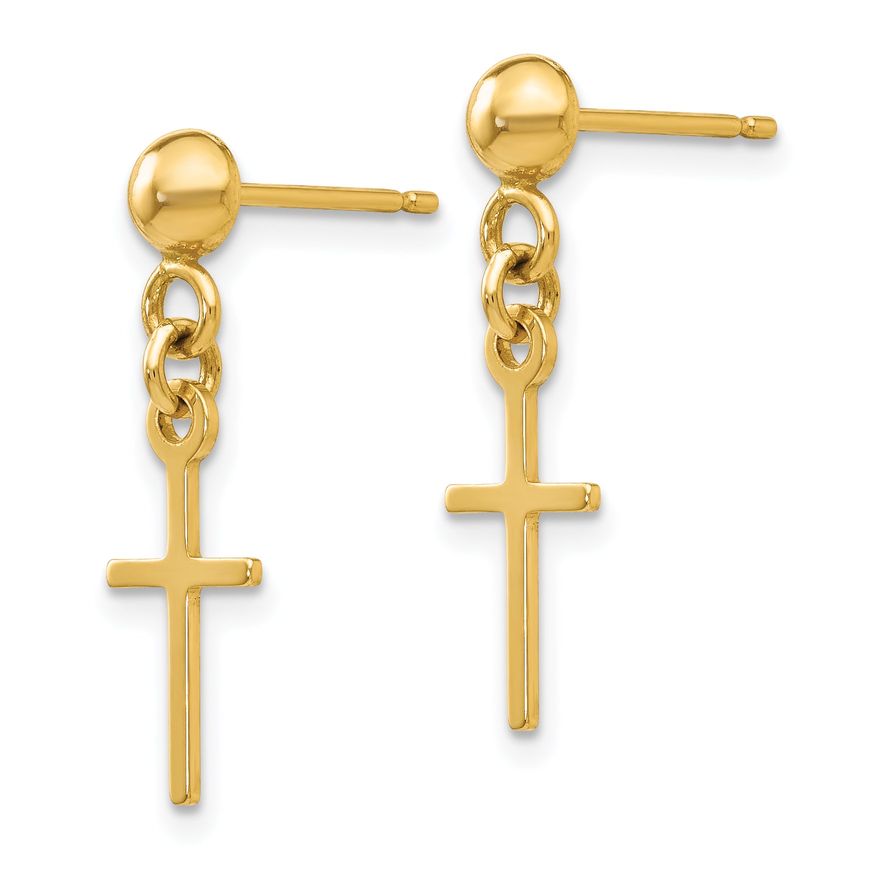14k Polished Cross Dangle Post Earrings Secondary image