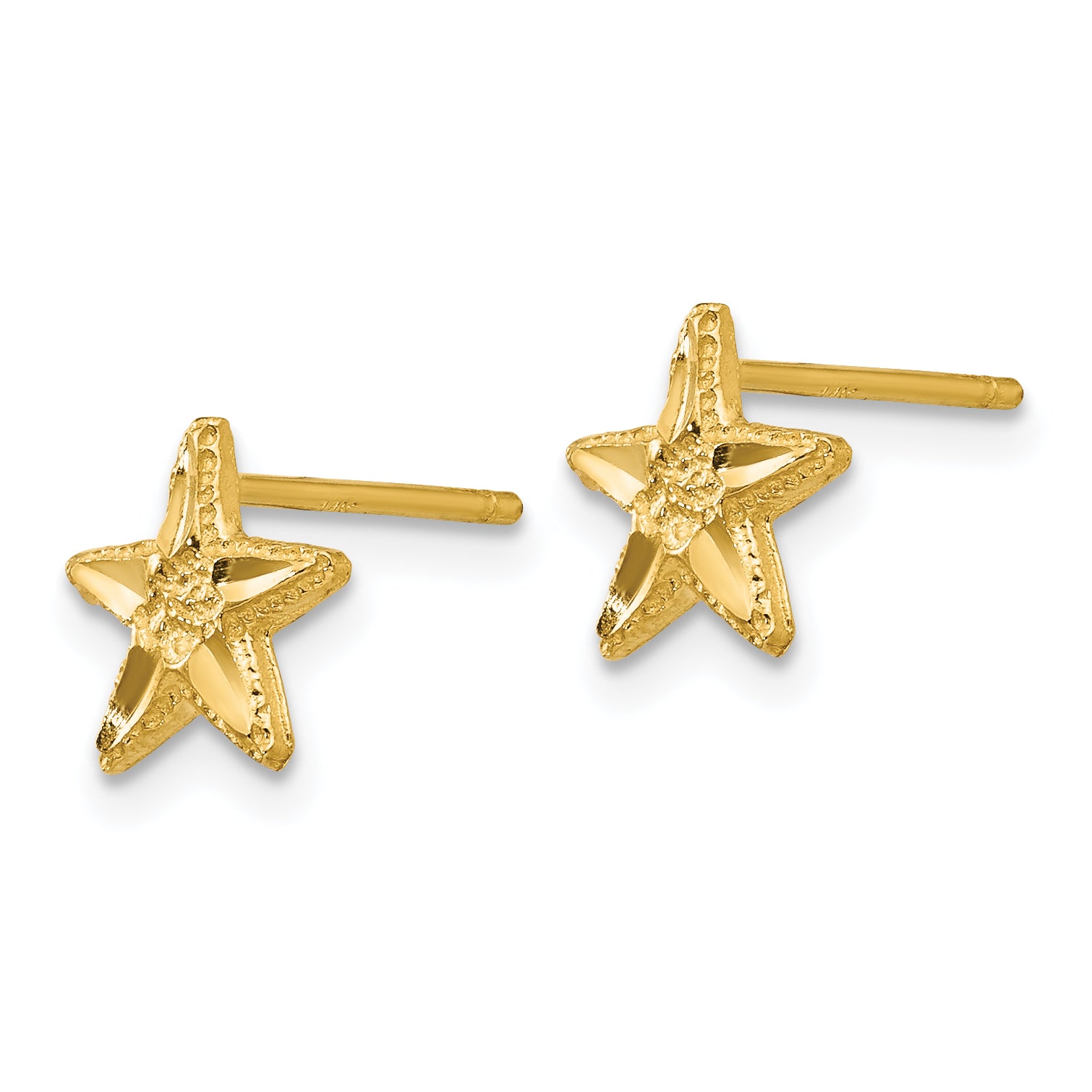 14K Diamond-cut Starfish Earrings Secondary image