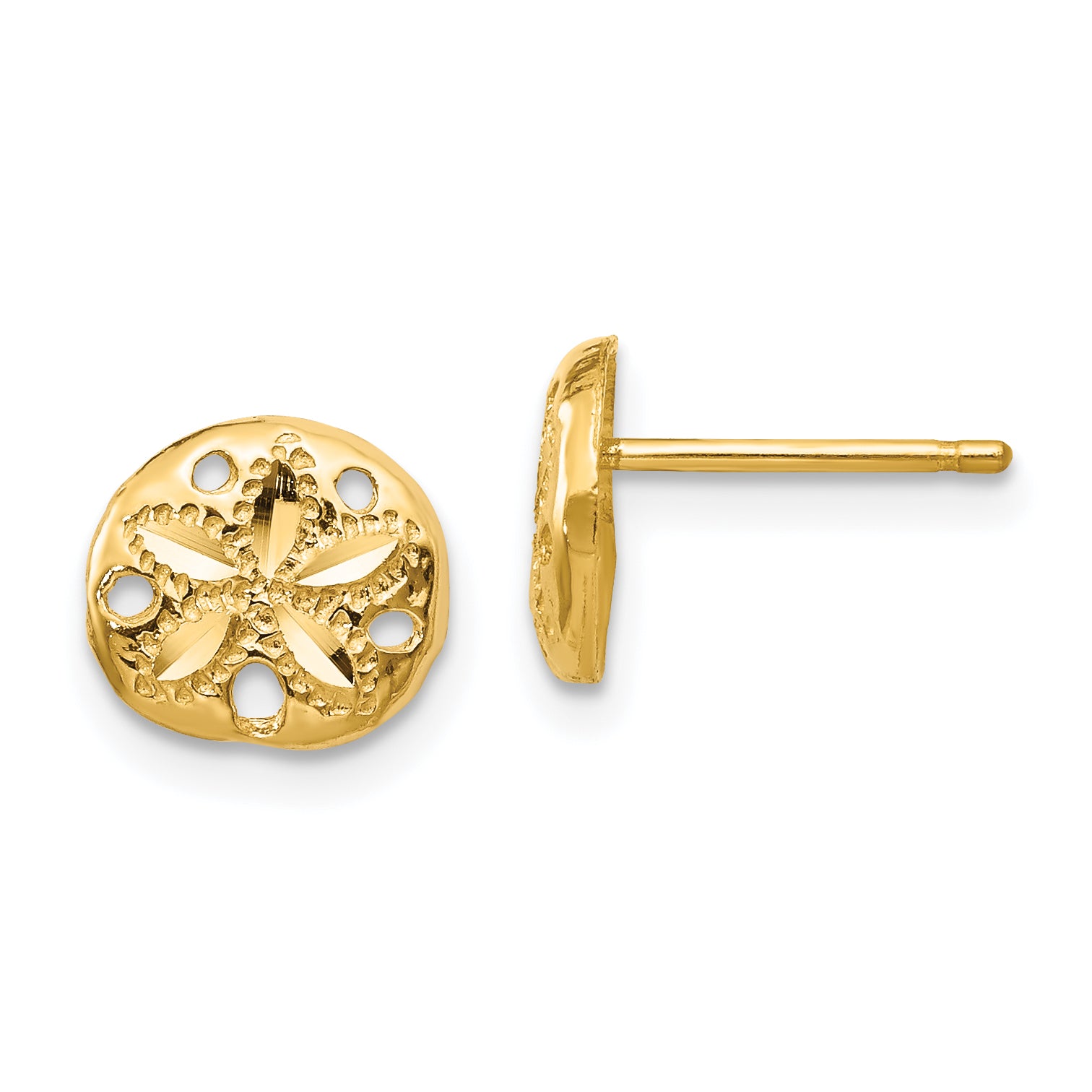 14K Diamond-cut Sand Dollar Earrings Main image