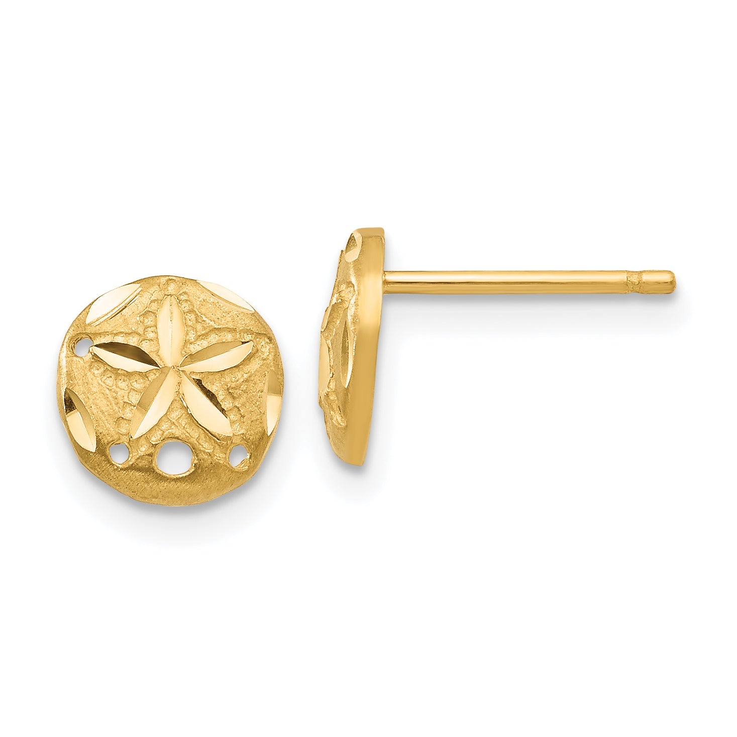 14K Diamond-cut Sand Dollar Earrings Main image