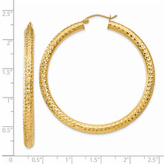 14k Diamond-cut 4mm Round Hoop Earrings