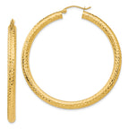 14k Diamond-cut 4mm Round Hoop Earrings
