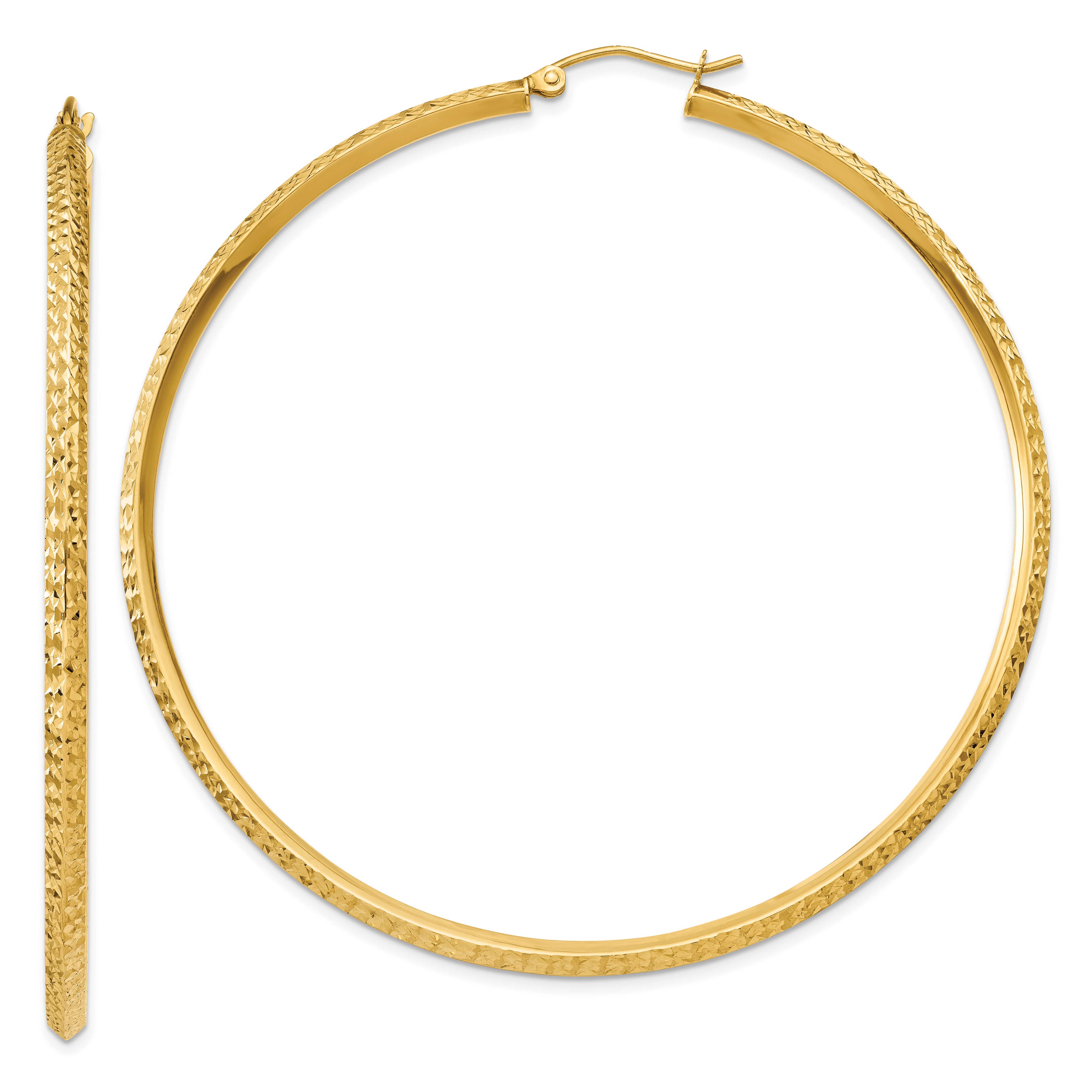 14K Knife Edge Diamond-cut Hollow Hoop Earrings Main image