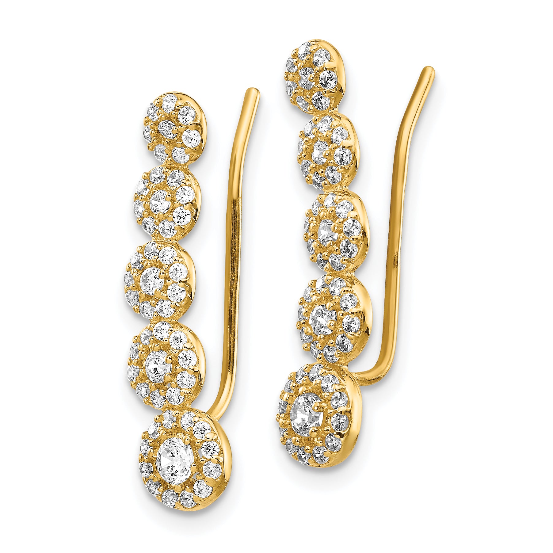 14k CZ Circles Polished Ear Climber Earrings Secondary image