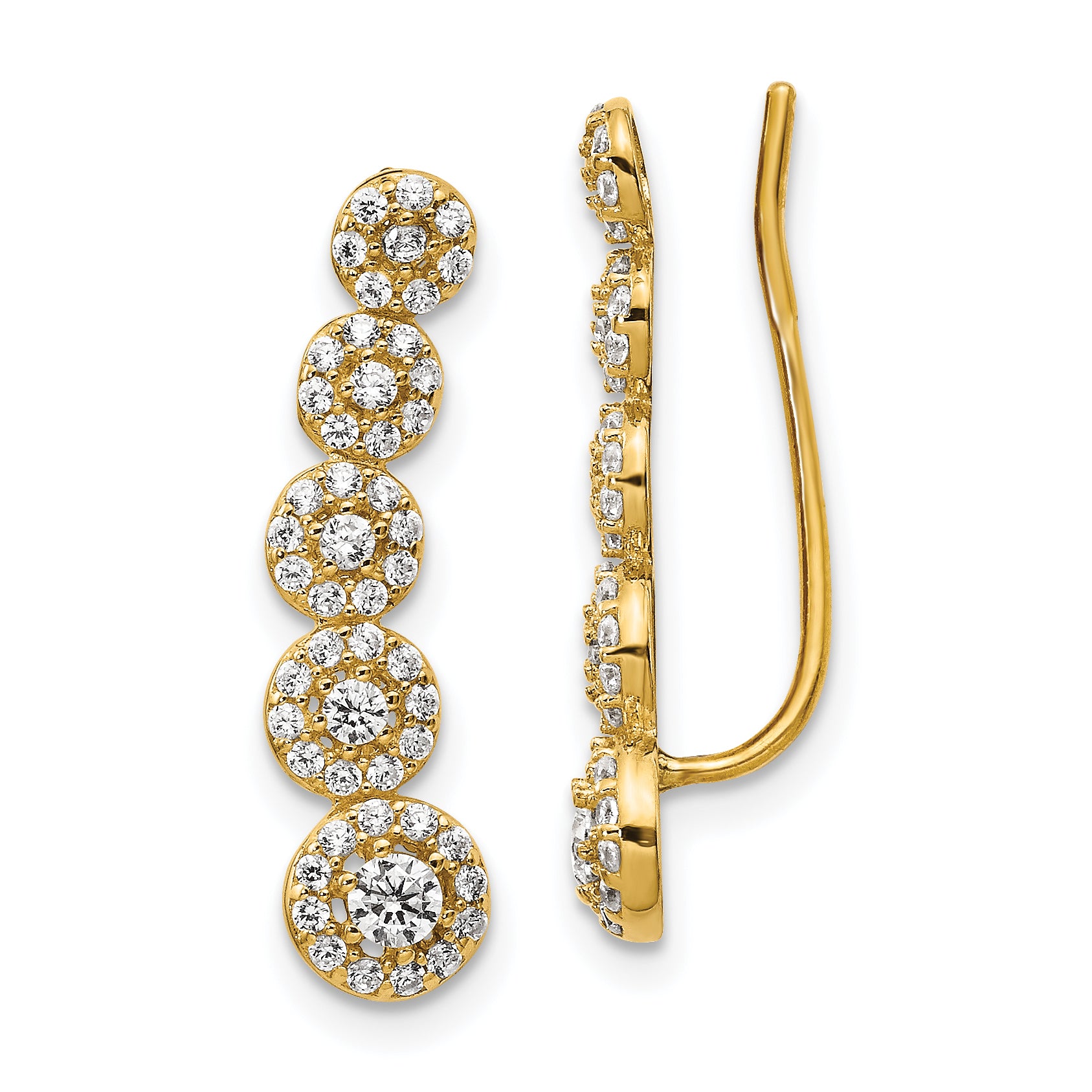 14k CZ Circles Polished Ear Climber Earrings Main image